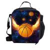 Borsa termica per il pranzo stampata con pallacanestro, borsa isolata, borsa bento, borsa a mano, borsa a tracolla per bambini per esterni