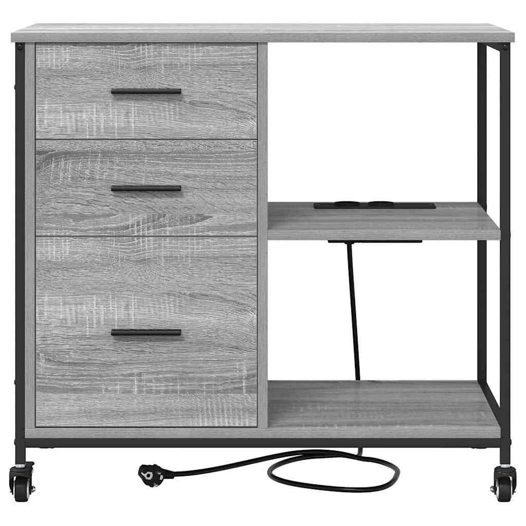 Cabinet with Charging Station on Wheels Grey Sonoma 76 x 41 x 72 cm