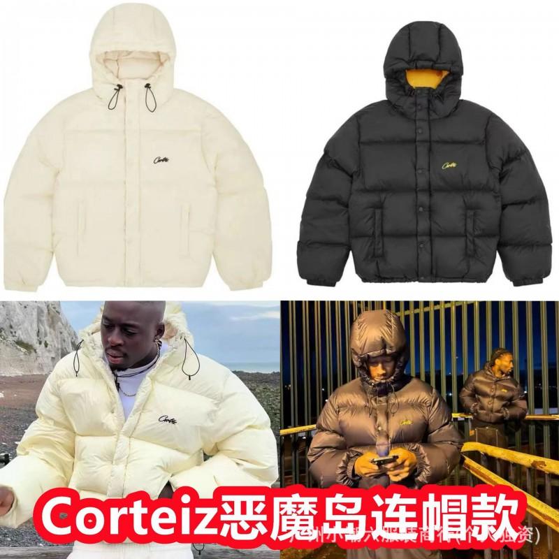 Corteiz Drill Style Mens Winter Cotton Puffer Jacket Casual Loose Fit Warm Coat