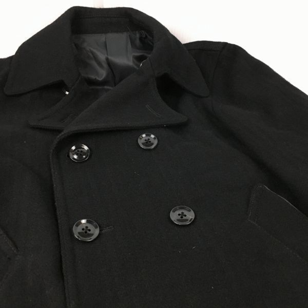 TK TAKEO KIKUCHI Wool Short Pea Coat Black Size L(USED)