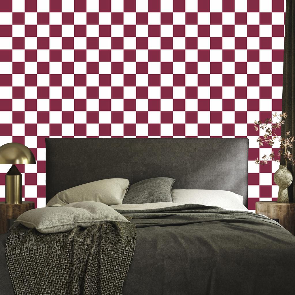 Pink and White Checkerboard Wallpaper for Living Room and Bedroom 50x1000