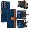 For Samsung Galaxy S25 Ultra Case RFID Blocking Color Splicing PU Leather Wallet Phone Cover