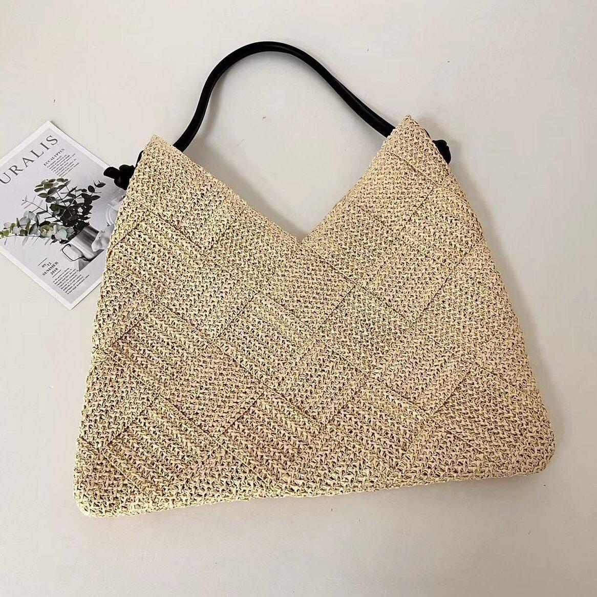 

Women s Shoulder Bags Casual Cotton thread Wicker Woven Ladies Handmade Totes Large Capacity Summer Beach Female s Messenger Bag