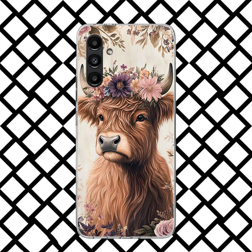 Süße Hochlandrind Handyhülle für Samsung Galaxy A17 A37 A57 A16 A26 A36 A56 A15 A25 A35 A55 A14 A24 A34 A54 A13 A23 A33 A53 Gala