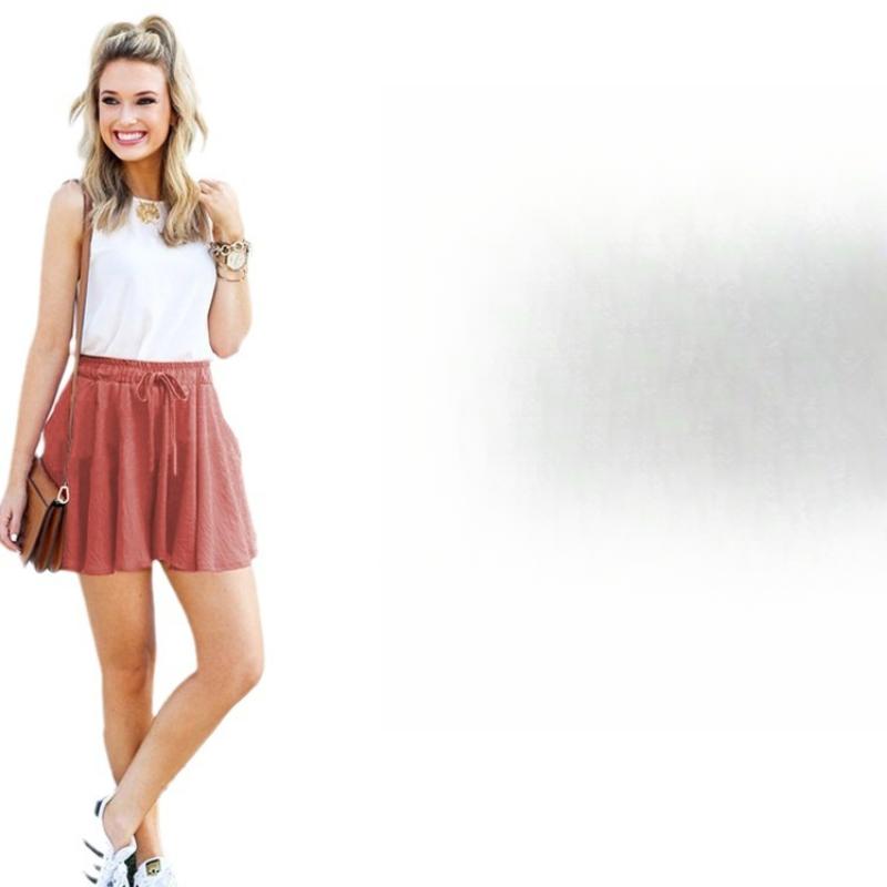 

Summer Thin Loose Casual Shorts Women s Large Size Pants Wide Leg A-word Culottes Elastic Waist High Waist Wide Leg Pants Women 6XL brick червоний колір