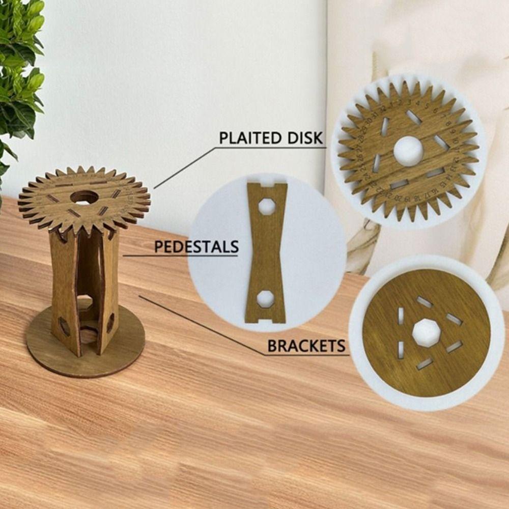 Weaving Wood Braiding Disk String DIY Bracelet Knitting Disk Handmade Woven with Wooden Handles Hand Rope Braiding Frame Desktop
