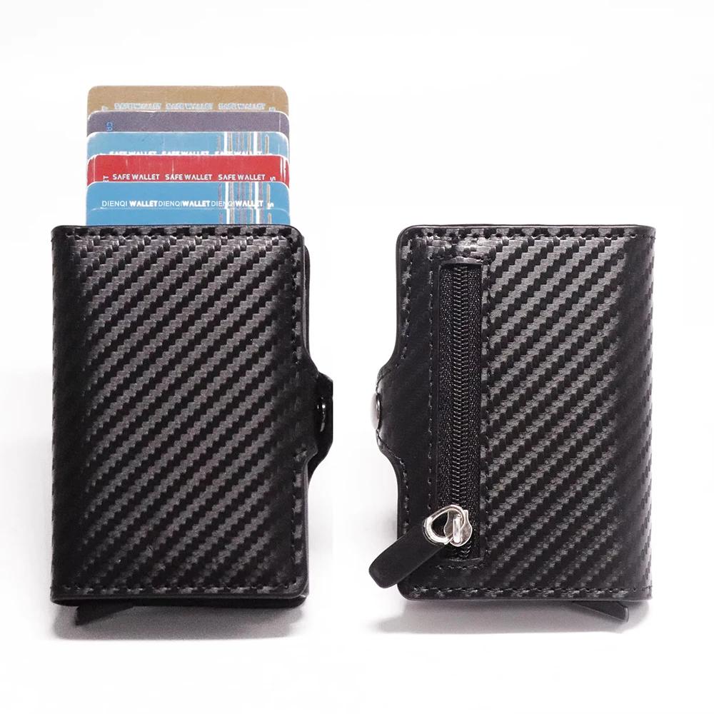 Rfid Carbon Fiber Credit Card Holder Men Wallets Slim Thin Mini Leather Metal Wallet Purse Black Wallet for Men Wallet for Men