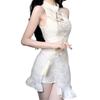 [Uccellino] Chinese Dress, Ruffled, Cosplay, Lolita, Sexy Mini Dress (White, M)