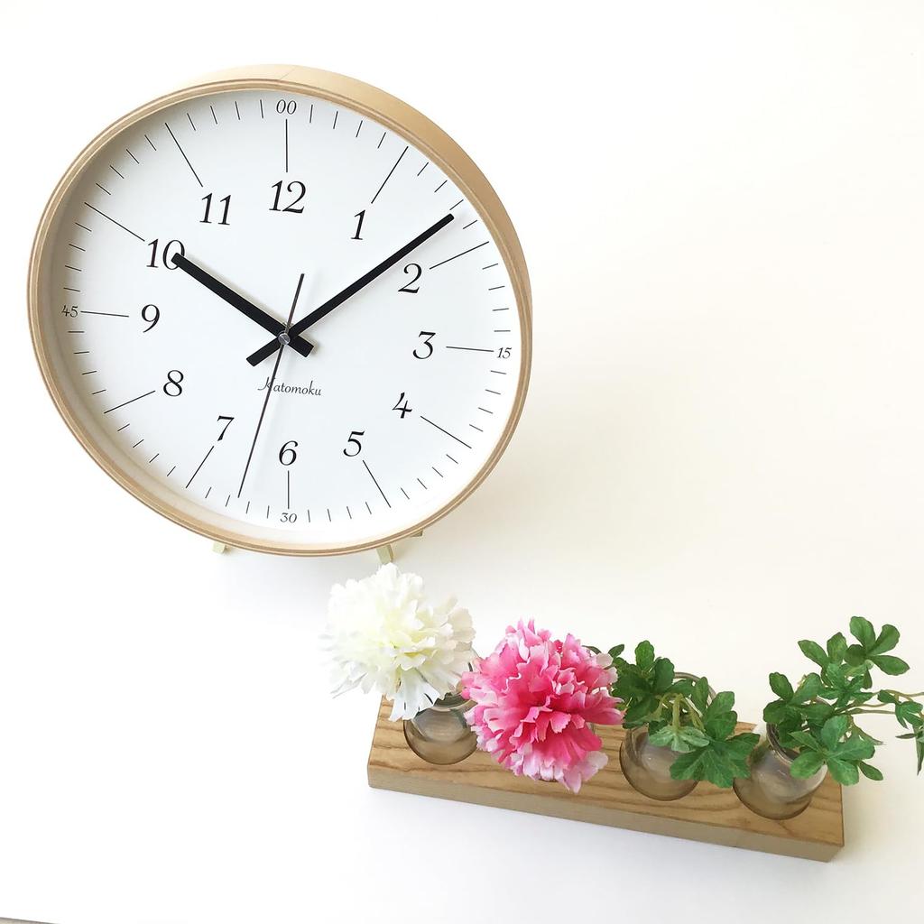 KATOMOKU Plywood Clock 18 Natural Wall Clock with Continuous Second Hand km-110NA 304mm (quartz Clock)
