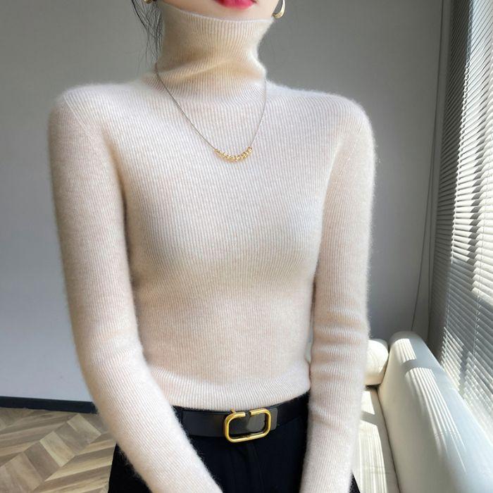 Rollkragen, Warm, Elegant, Figurbetonender Pullover, Strickpullover für Herbst- und Winter-Damenbekleidung