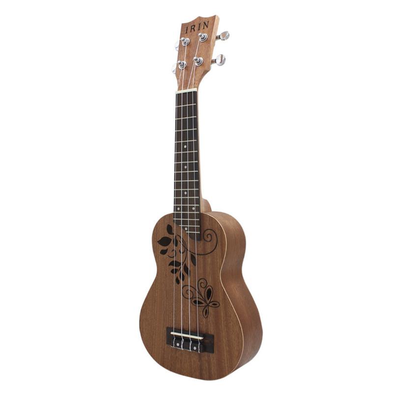 21-Zoll-Sapeli-Ukulele, hohl geschnitzt, Schmetterlingsblätter, Palisander-Griffbrett, Stegpolster, kleine Gitarre