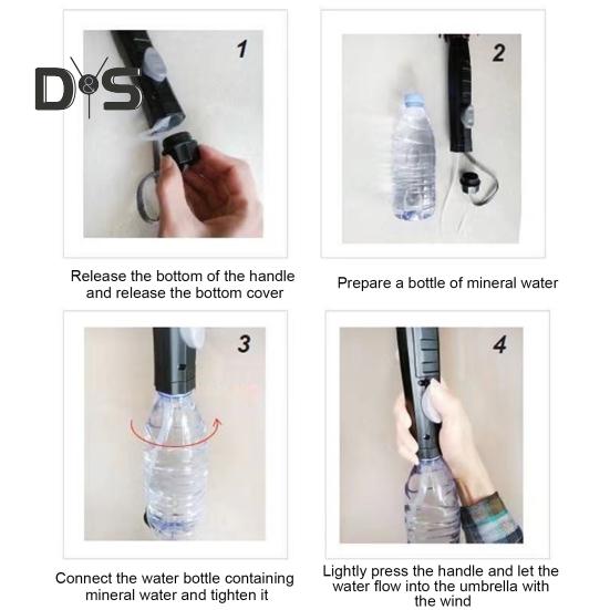 Deštník 3 v 1 s ventilátorem, bateriový provoz, UV ochrana proti slunci, přenosný, vodotěsný, větruodolný, letní, venkovní, slunečník proti dešti