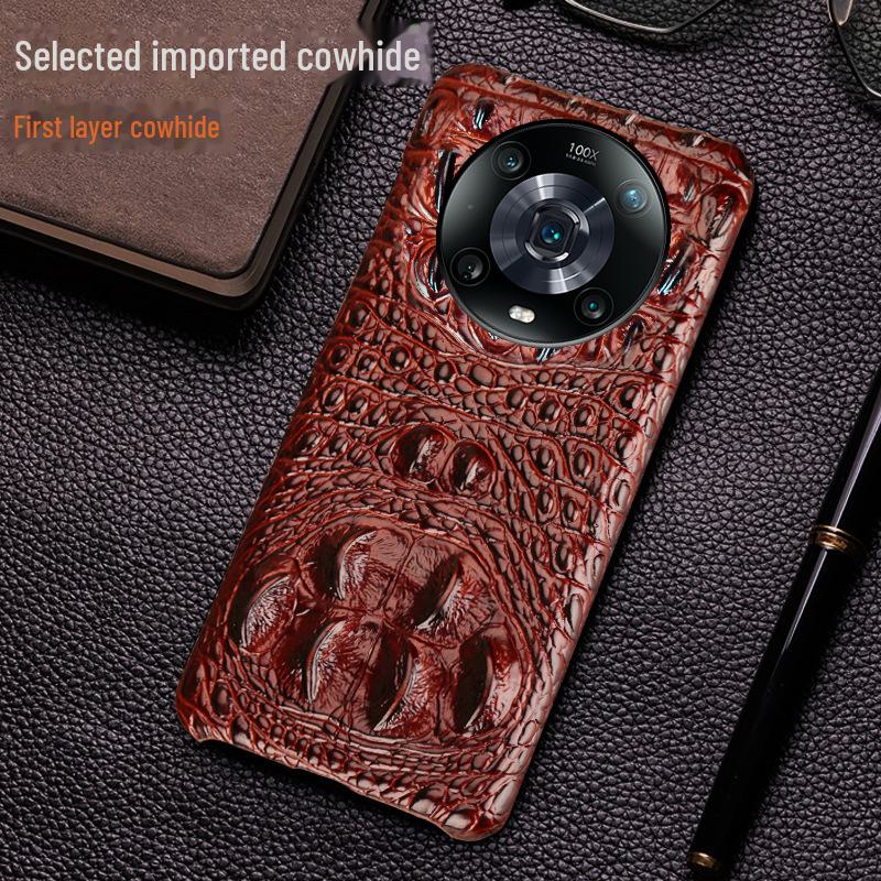 

Honor Magic 4 Crocodile Skull Pro Genuine Leather Protective Cover Magic5 коричневий