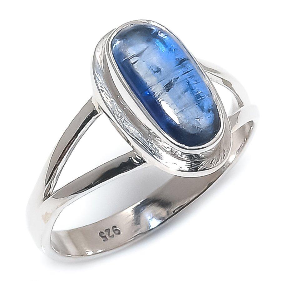 Pierre Précieuse Kyanite Bleue Naturelle Fait Main Argent Massif 925 Bijou Bague Taille 9 h5c49