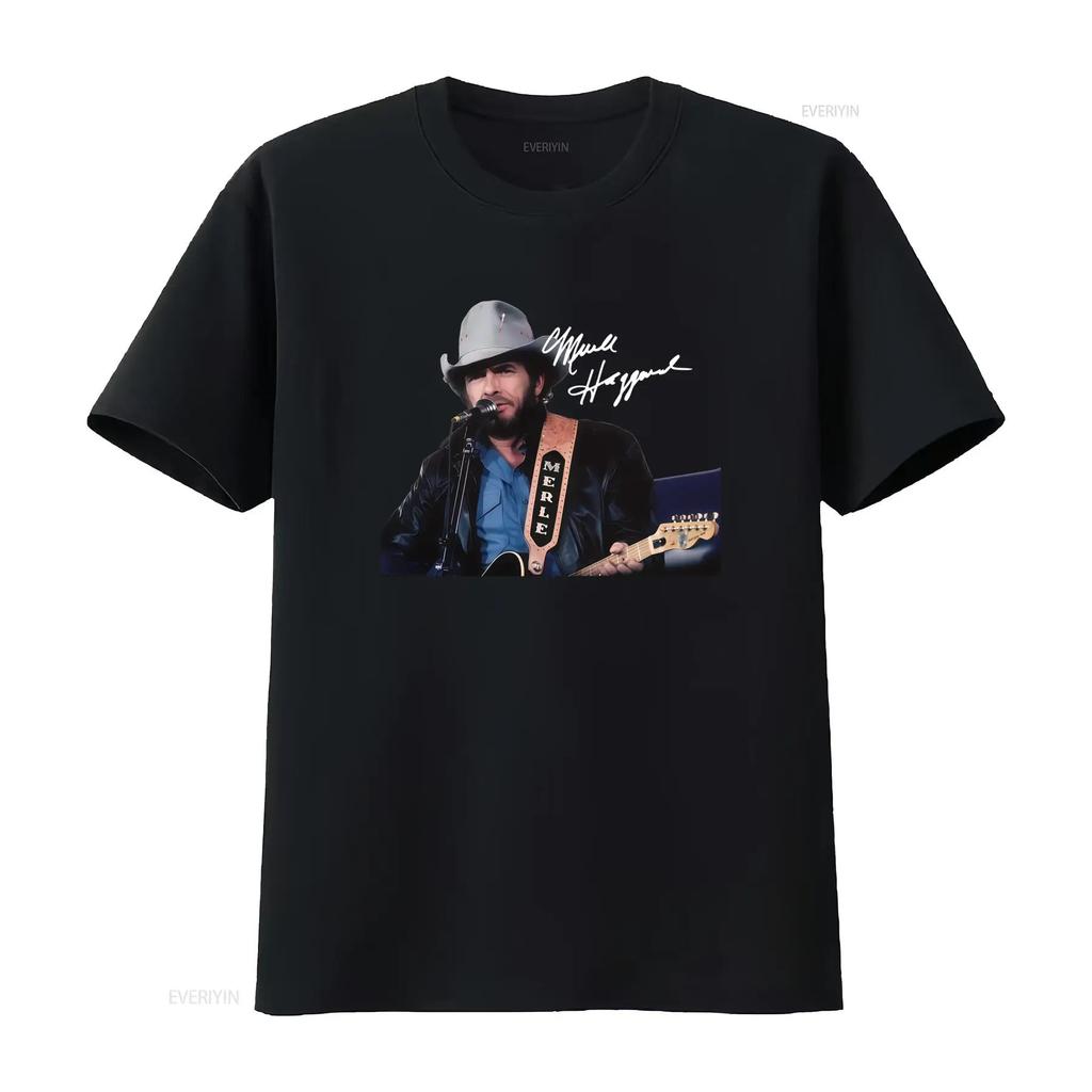 Merle Haggard Signature Cotton T Shirt Musician Design All Sizes S M L XL 2345XL vintage Washed Soft Top For Everyday Wear