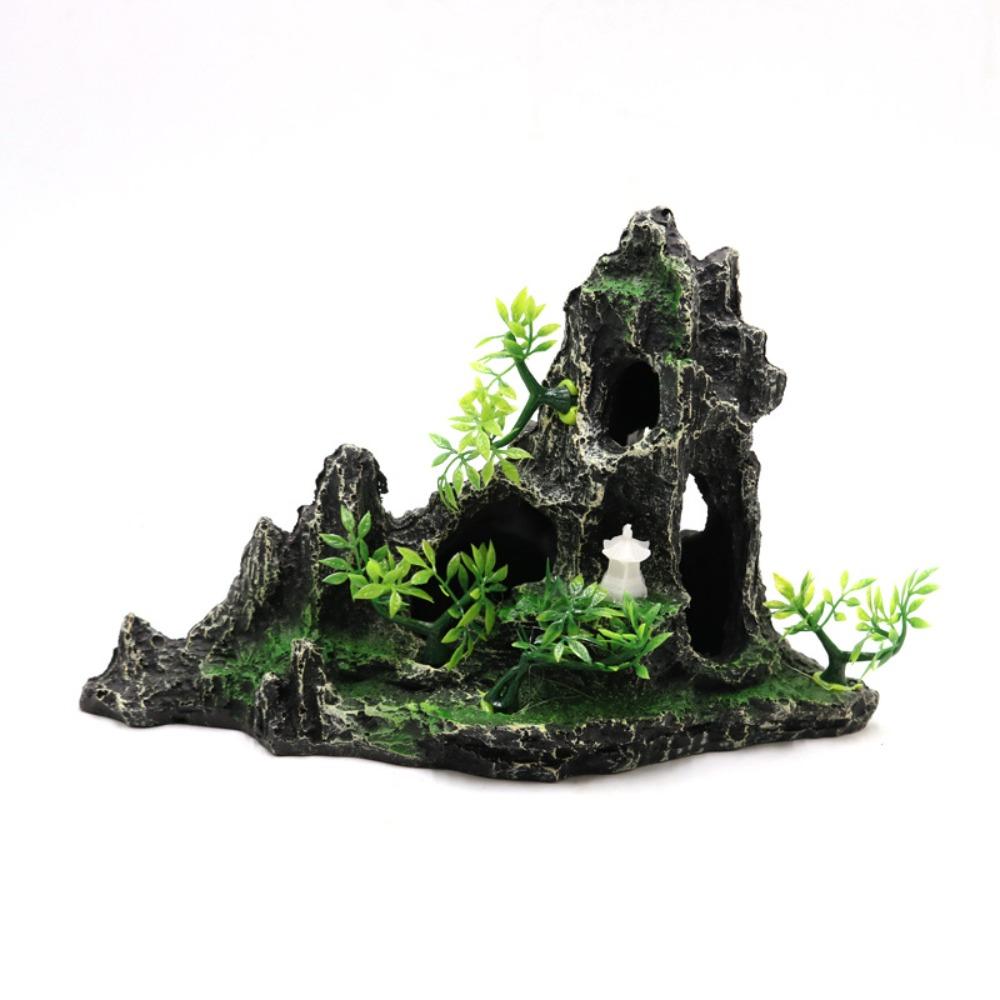 Resin Aquarium Rockery Mountain Decoration Artificial Mountain Stone Statue  Living Room
