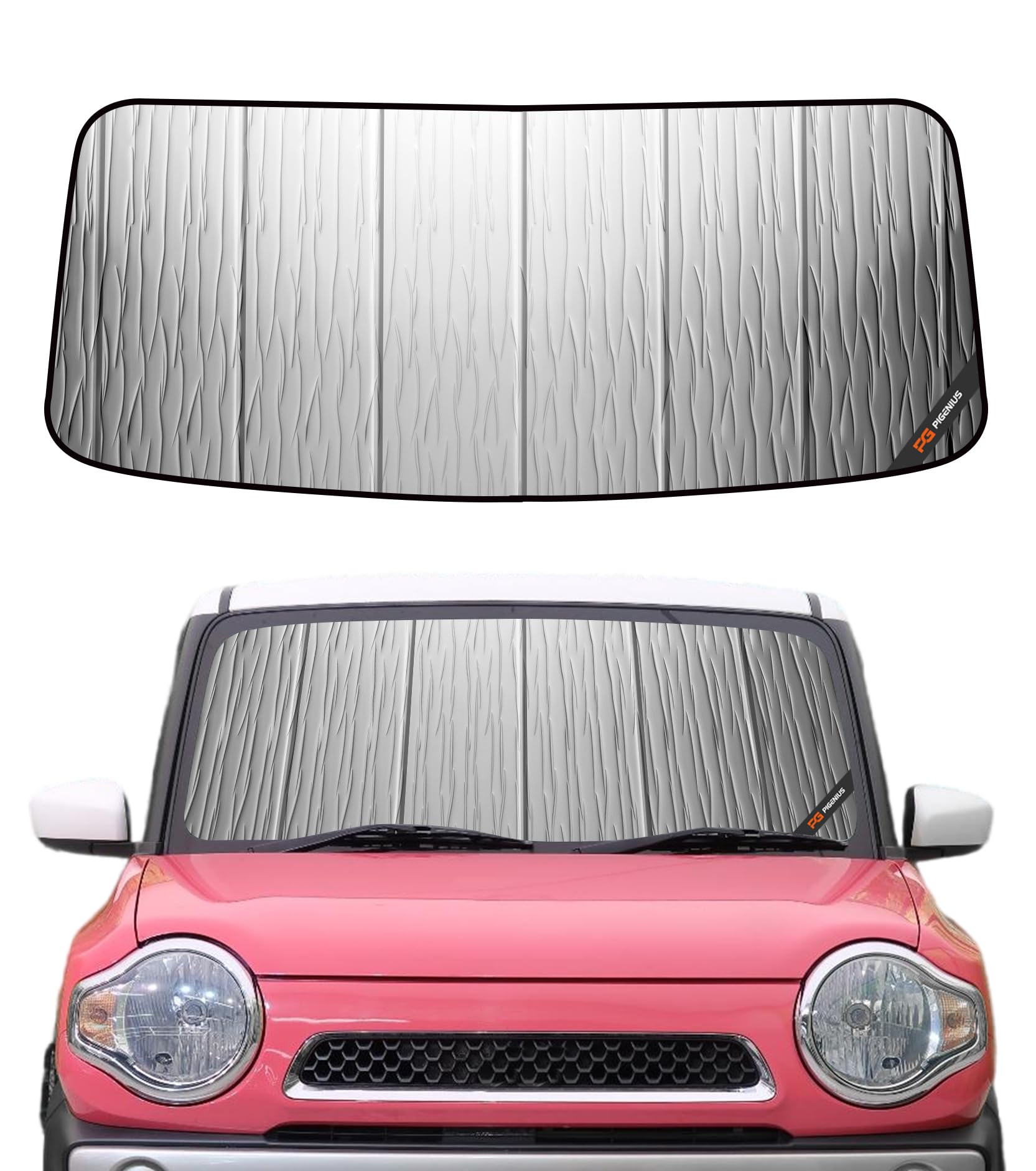 

Pigenius Upgraded Front Sunshade for Suzuki Hustler Light Sun Heat UV Protection for Car Foldable Windshield Curtain with Storage Bag MR31S/MR41S,