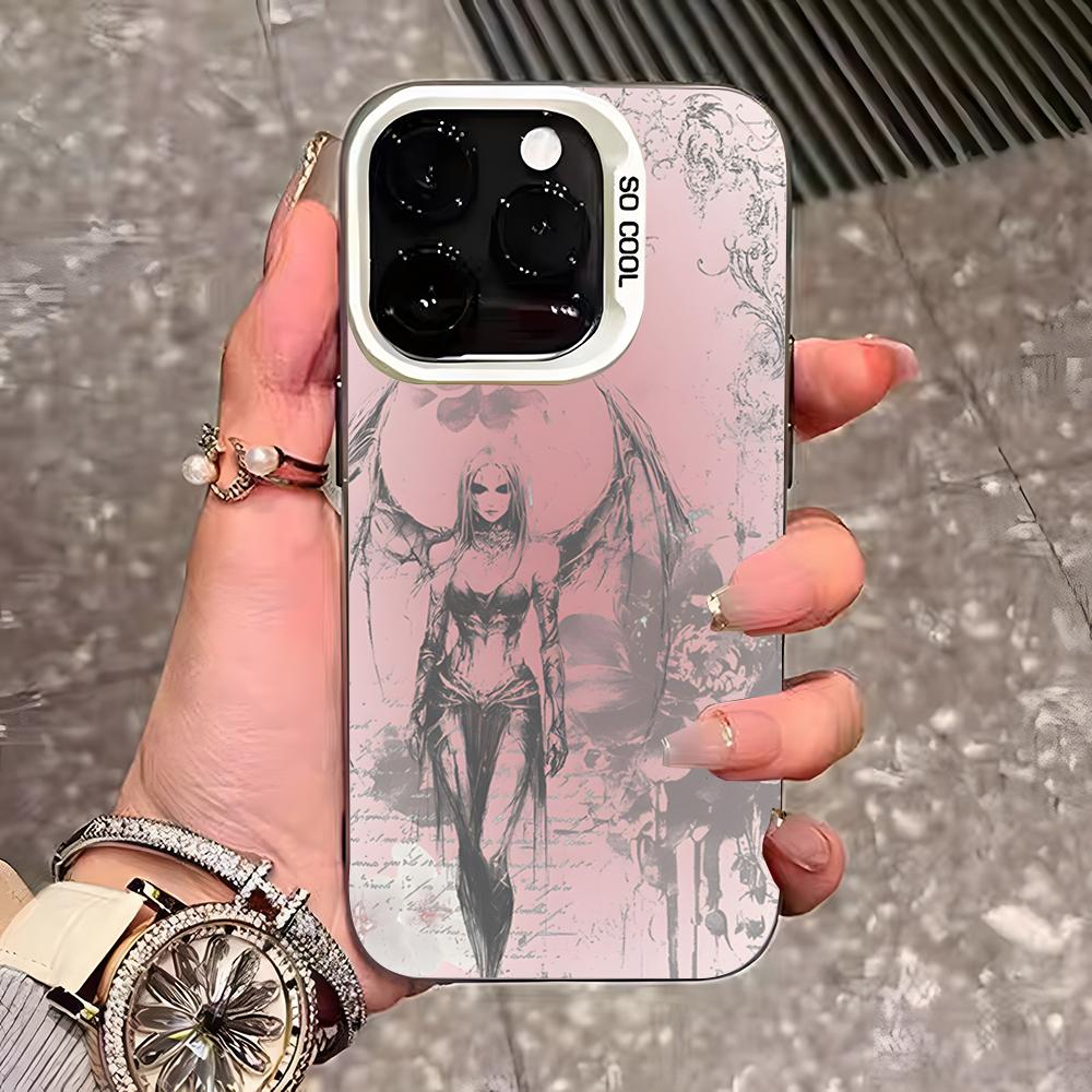 Clmj Punk Cool Angel Phone Case For IPhone 17 Pro Max 16 Pro Max 15 14 13 11 12 Mini Xs X Xr 7 8 Plus Se Color Silver Cover