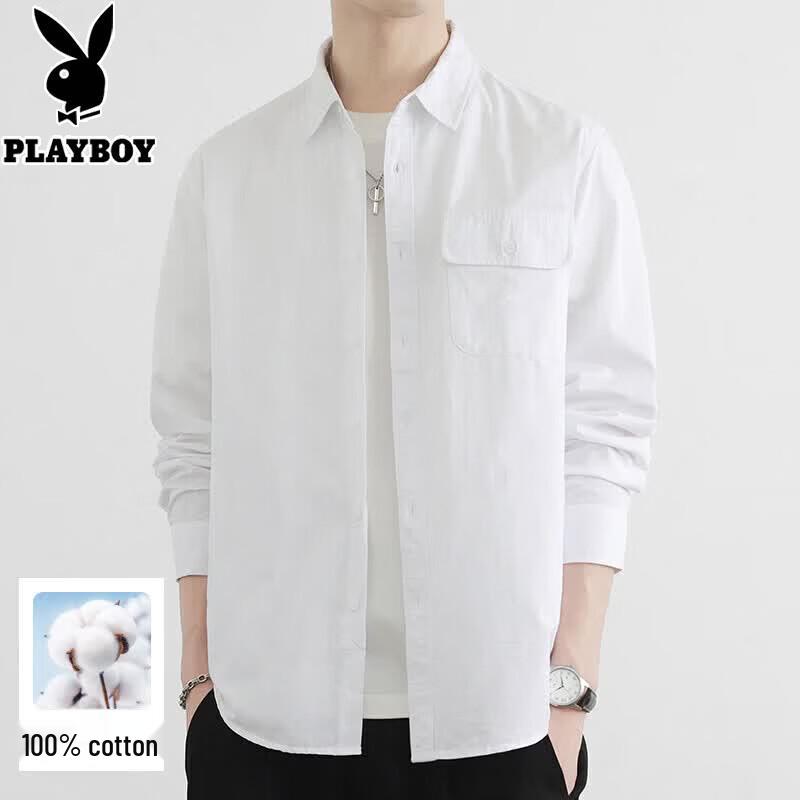 PLAYBOY Men s Pure Cotton Long-Sleeve Shirt L
