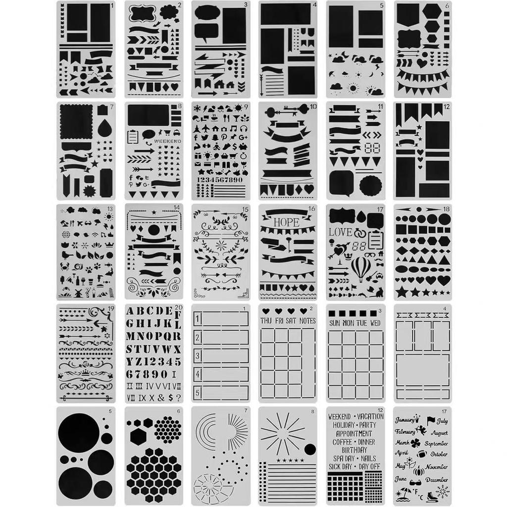 Set di modelli per planner righello in pizzo formato A6: Diario Tematico Vuoto per Pittura Fai da Te