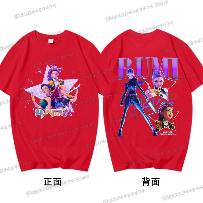 Anime KPop Demon Hunters Cotton Tshirts Graphic Hip Hop Vintage T Shirt Men Women Harajuku Rumi Zoey Miba KPop Movie Tshirt