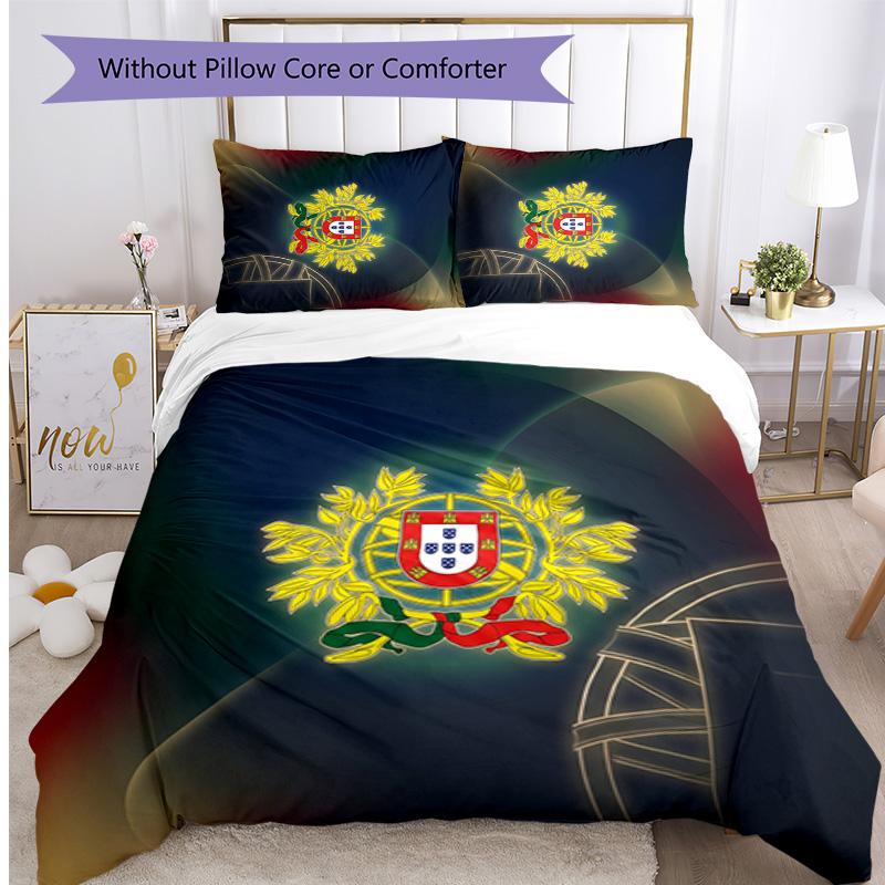 Set Biancheria da Letto Stampata Calcio Portogallo 3 Pezzi Set Copriletto Traspirante Accogliente come Regalo per la Casa Nuova o per le Feste