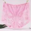 4-Pack Plus Size Mid-High Waist Lace Lace Seamless Women's Underwear Summer Sexy Transparent Briefs Women's Flesh Color
