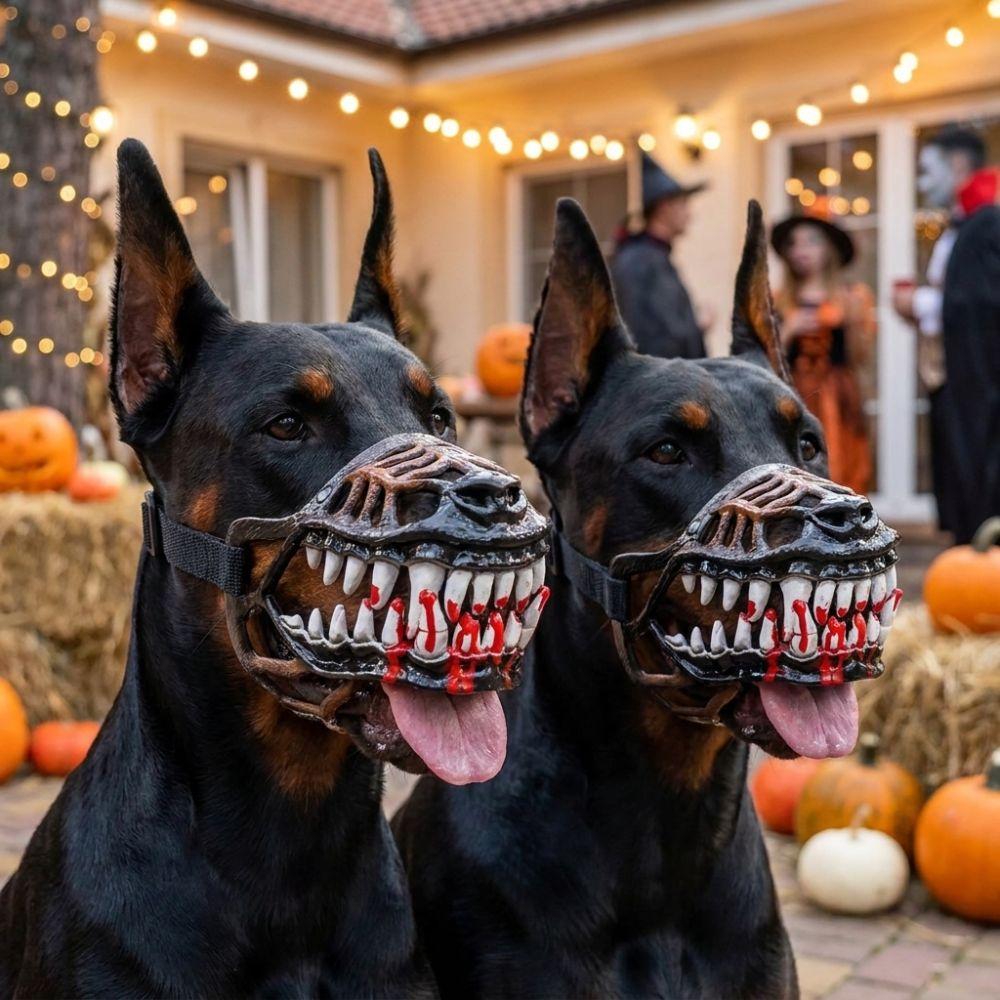 Bewegliche Zähne Halloween Hundemaulmaske Verstellbare Riemen Haustier Gruselige Requisite Maulkorb Rollenspiel