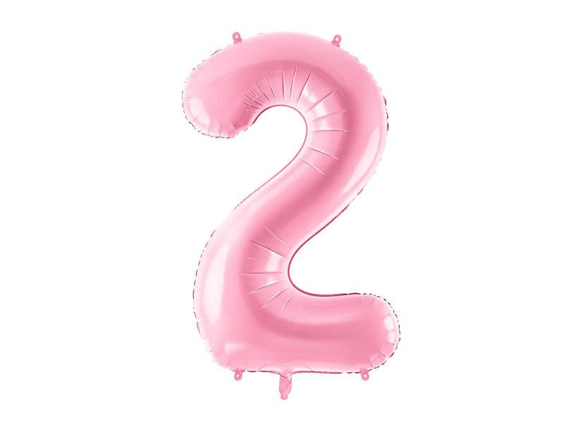 Balon Foliowy Cyfra 2, 86Cm, Różowy
