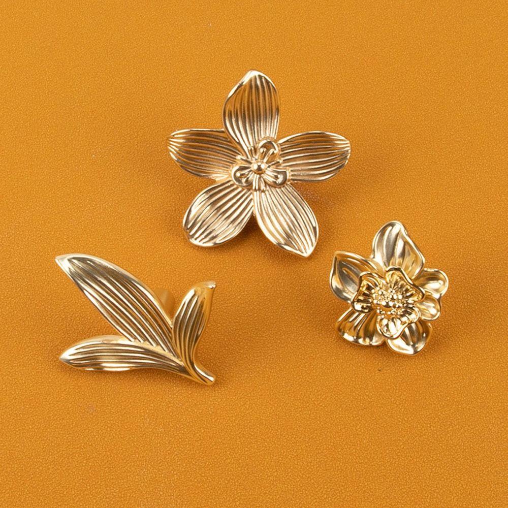 Zinc Alloy Drawer Knob Gold Finish Bronze Finish Cabinet Handle Creative Petal Design Furniture Hardware Cabinet Door