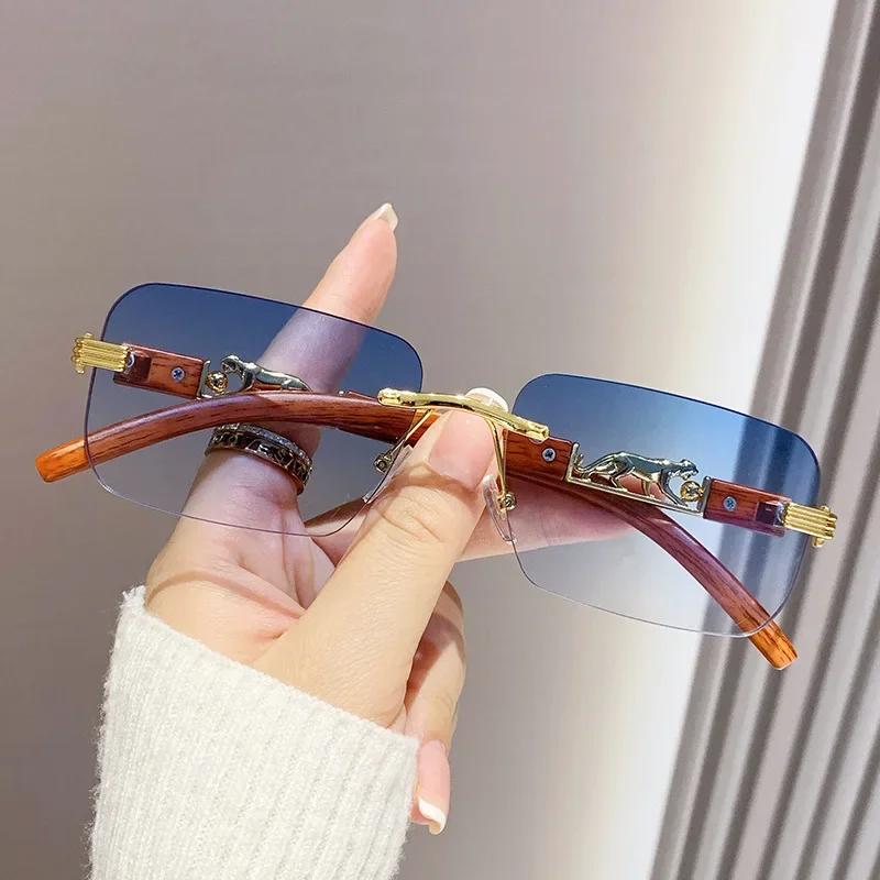 Unisex Rimless Square Sunglasses Women Men Designer Brand Sun Glasses Female Male Colorful Metal Mirror