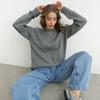 Foreign Trade Hot-selling Round Neck Solid Color Simple Temperament Versatile Loose Short Sweater Women's European and American Casual Knitted 