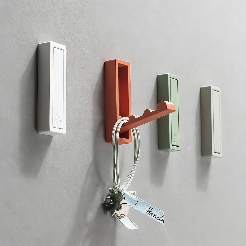 Folding Wall Hook Hidden Wall Mount Clothes Coat Rack Key Towel Bag Hanger Apartment Kitchen Bathroom Black Foldable Hook Organi