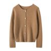 Women's 100% Pure Cashmere Cardigan - Round Neck, Long Sleeve, Button-Up Knit Sweater for Spring and Autumn