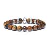 Gothic Skull Bracelet For Men 8mm Smooth Tiger Eyes Stone Strand Braslet Accessories Hombre Gifts For Him Vintage Jewelry Joias