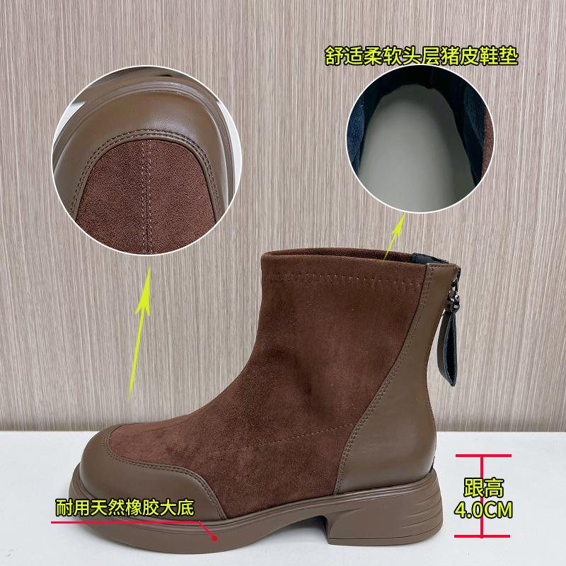 Leather Martin Boots Women's 2025 Winter New Retro Short Boots Skinny Boots Casual Versatile Boots Women's Platform Women's Boots