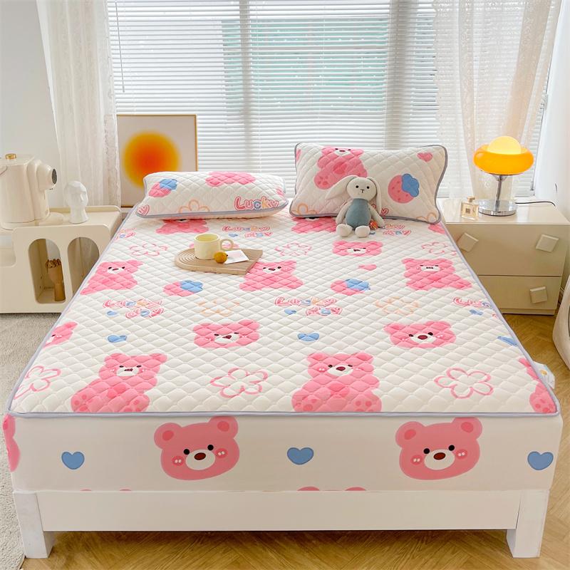 Floral Fitted Sheet Queen Size Bed Cover Thicken Bedsheet Quilted Mattress Protector Tampa De Colchão (Pillowcase Need Order)