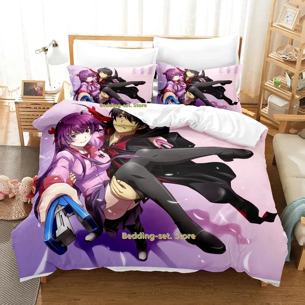 2024 Bakemonogatari Bedding Set Single Twin Full Queen King Size Bed Set Adult Kid Bedroom Duvetcover Sets Anime Bed Sheet Set