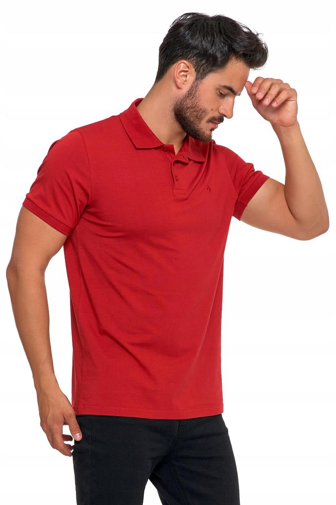 Men's Cotton Polo Shirt with Collar MORAJ M Burgundy