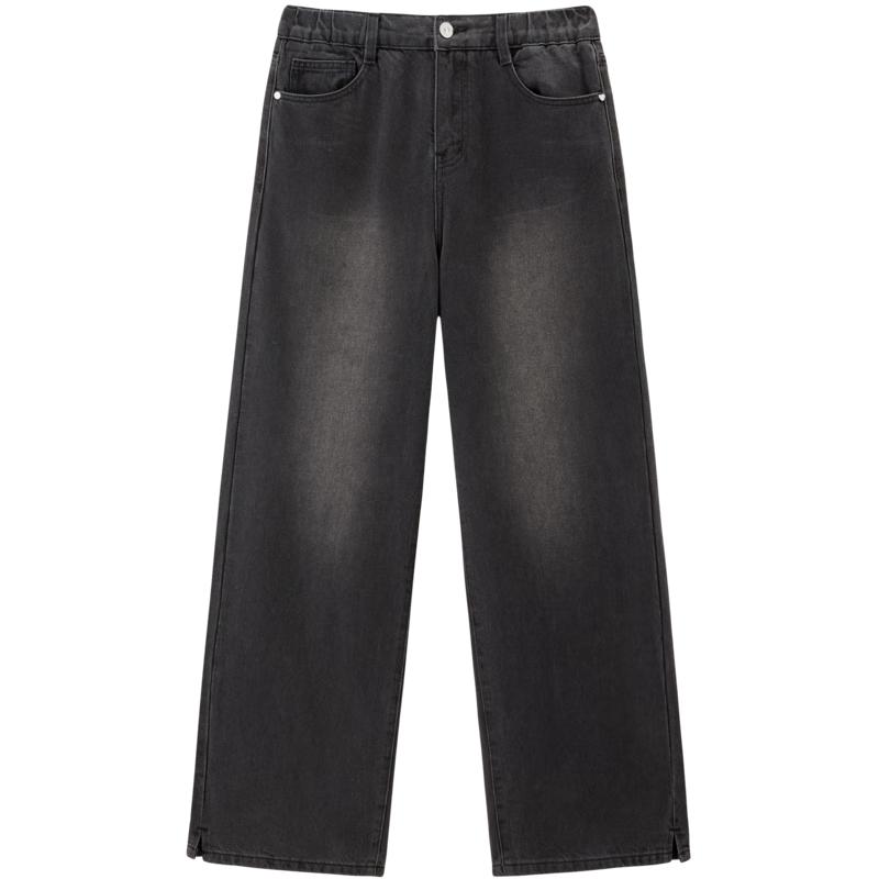 LEDING Loose Fit Washed Wide-Leg Jeans S