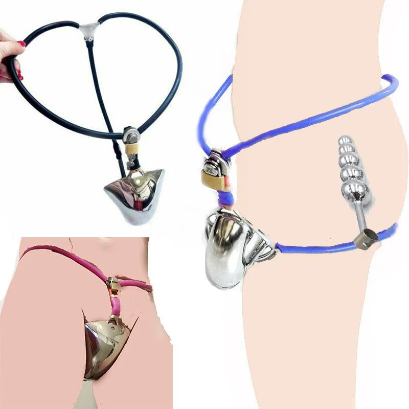 Nerezové pánské neviditelné chastity zařízení s polodutou kovovou klecí na penis, uzamykatelné kalhotky, nastavitelné sexuální pomůcky pro muže