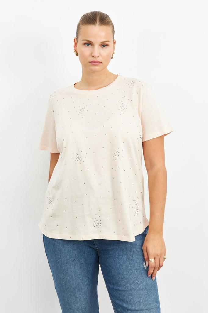 Women's Style Big Size T-Shirt Black Sprinkled Stone T-Shirt