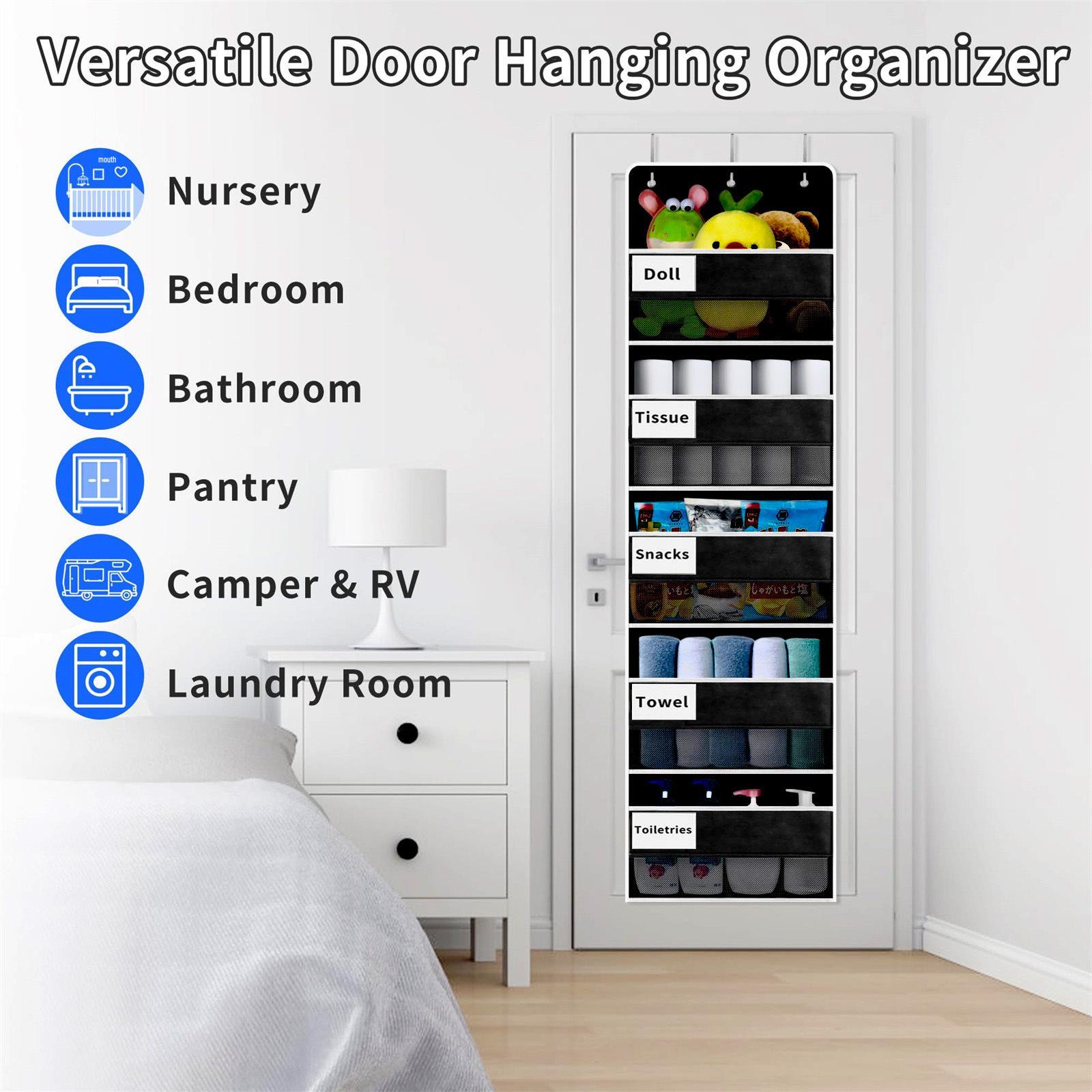 

Пятислойный органайзер для хранения из нетканого материала с карманами, подвешиваемый на дверь чёрный