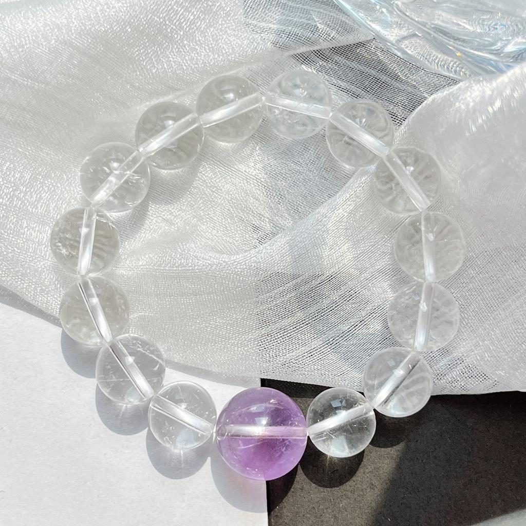 High Quality 12-15Mm Natural White Crystal Amethyst Design Bracelet Bracelet