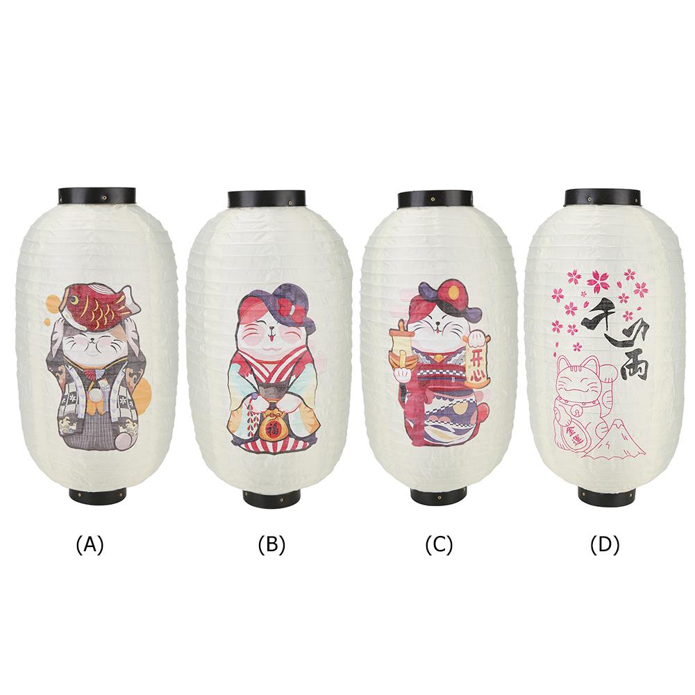 Lucky Cat Festival Lantern Outdoor 10 Inch Printing Hanging Lantern Waterproof Cute Simple for Restaurant Chochin Bar Decoration