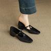Fashion New Spring/autumn Sheep Leather Women Shoes Square Toe Mary Jane Shoes for Women Fashion Retro Belt Buckle Low Heel Women Pumps