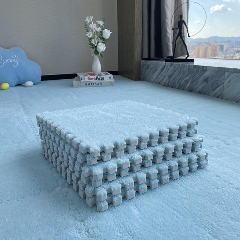 

12Pcs Winter Hot Selling Interlocking Mat 30x30CM Plush Splicing Carpet Bedside Mat for Bedroom All-Season Soundproof and Warm 12Pcs