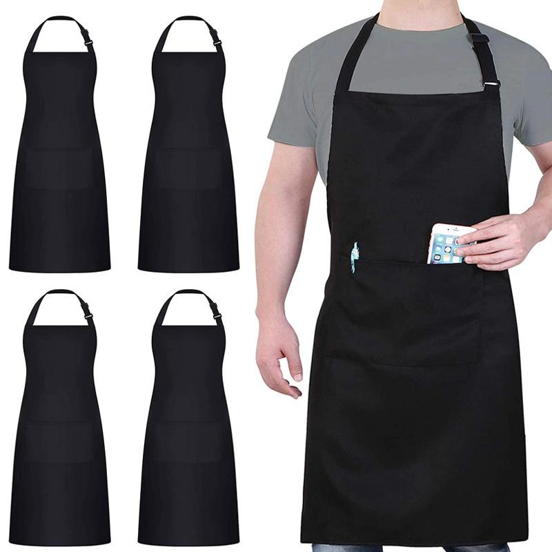 Waterproof Polyester Neck-Hanging Apron for Home Restaurant Cafe Kitchen Workwear o чёрный