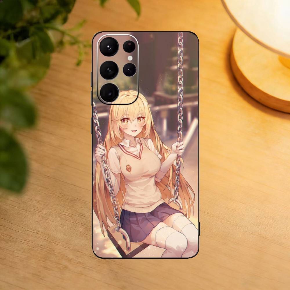 Shokuhou Queen Misaki Phone Case For Samsung S25,24,23,22,30,21,10,9,Ultra,Plus,Lite Soft Black Case