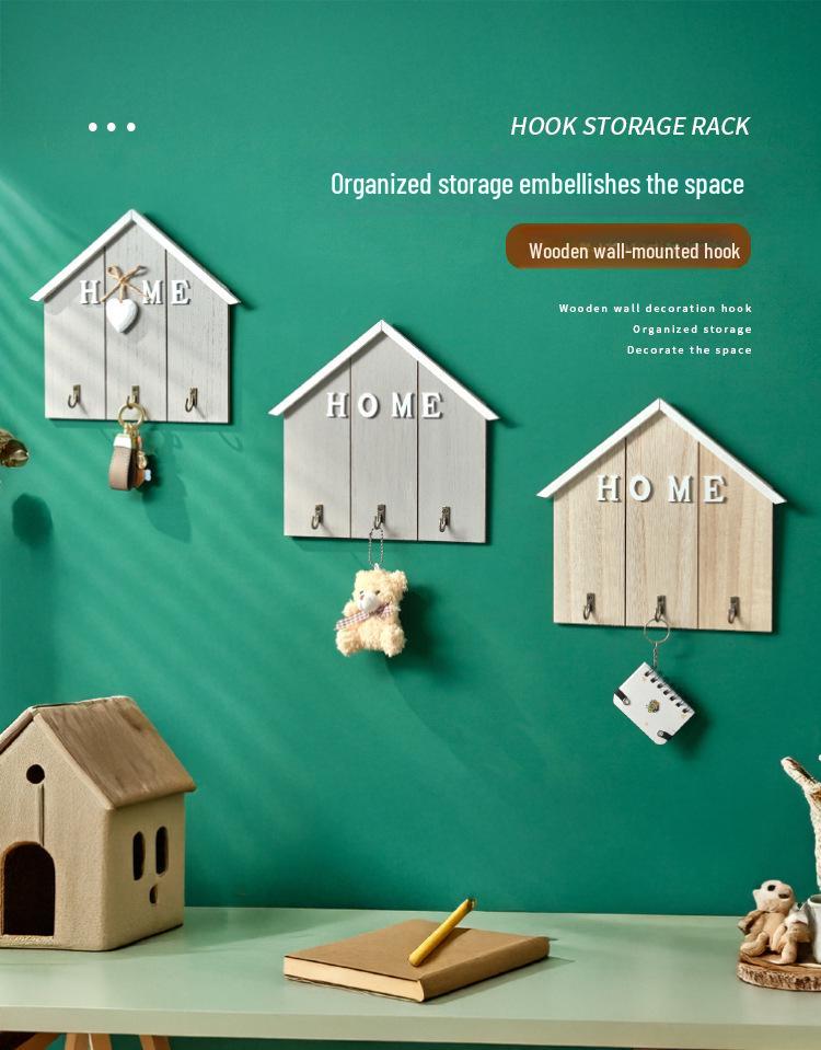 Wooden Wall-Mounted Key and Coat Hook – Punch-Free Door Hanger for Entryway